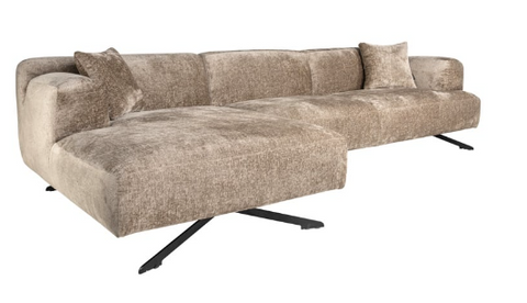 Couch Donovan S5138 3-Sitzer + Lounge links in Taupe Chenille