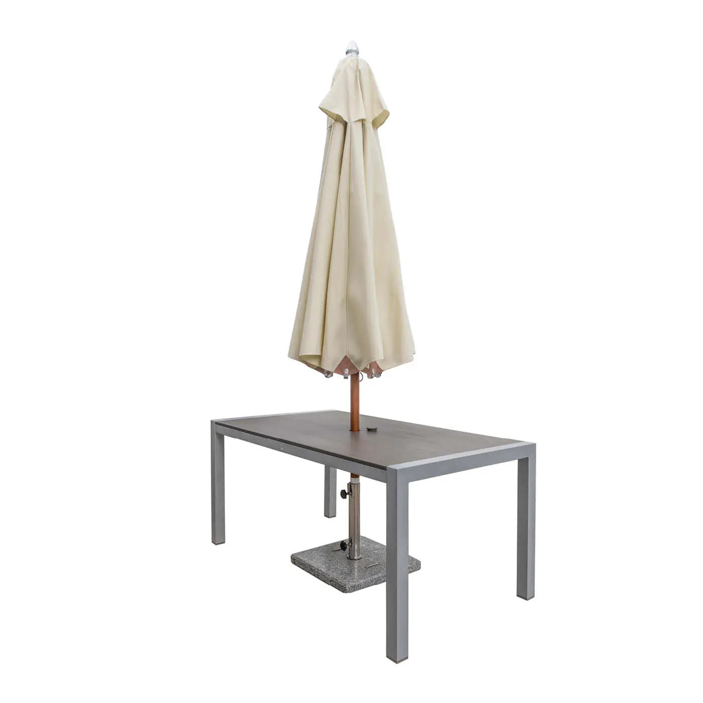 Tisch Kennedy / Stone Grey mit Schirmloch 160 x 90 - bm raumkonzept