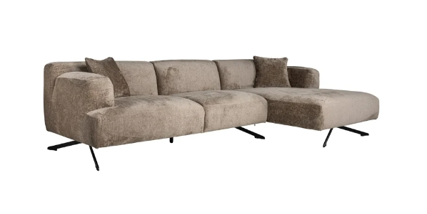 Couch Donovan S5139 3-Sitzer + Lounge rechts in Taupe Chenille