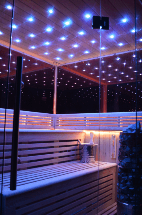 Sauna TS 4013-LM Eco-Ofen, Spiegelwand, 180x180cm - bm raumkonzept