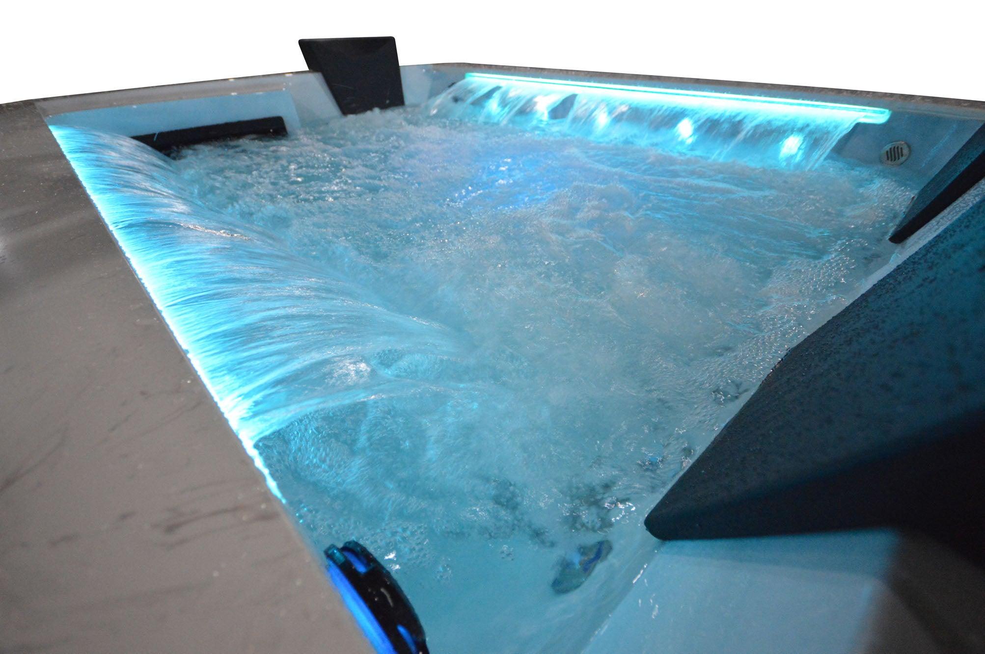 Whirlpool Outdoor Hot Tub Spa Pool FENDI Hellblau-Weiss - bm raumkonzept
