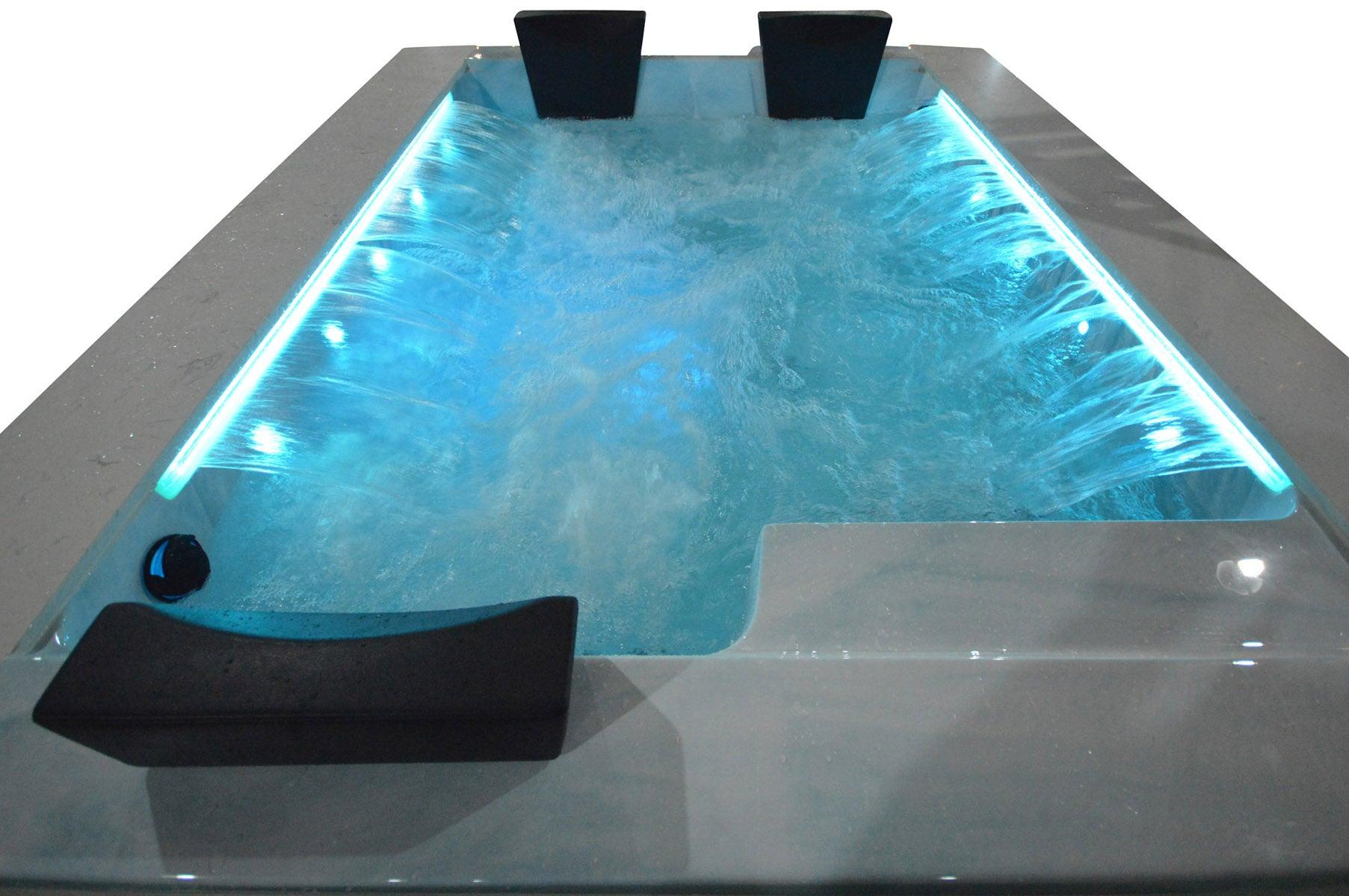 Whirlpool Outdoor Hot Tub Spa Pool FENDI Hellblau-Weiss - bm raumkonzept