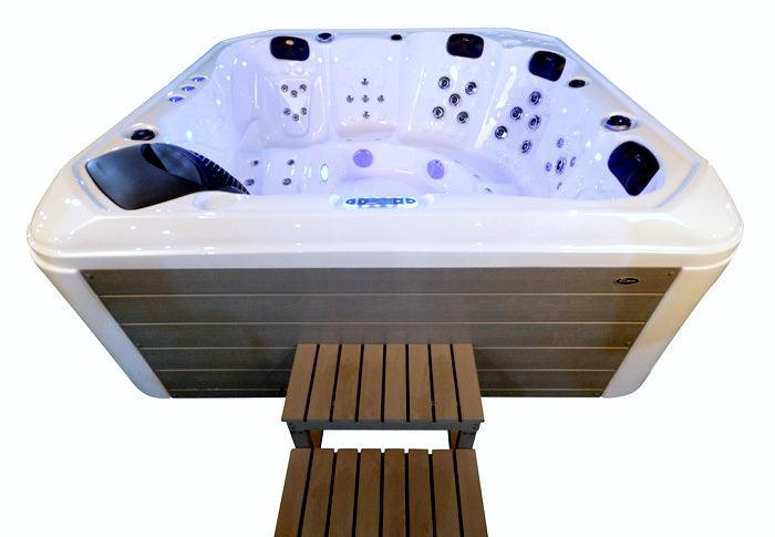 Whirlpool Outdoor Hot Tub Spa Pool HARPER weiß-hellgrau - bm raumkonzept