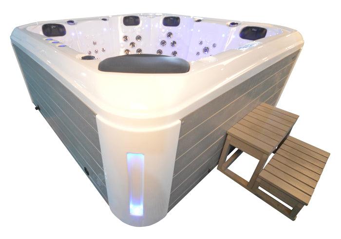 Whirlpool Outdoor Hot Tub Spa Pool HARPER weiß-hellgrau - bm raumkonzept