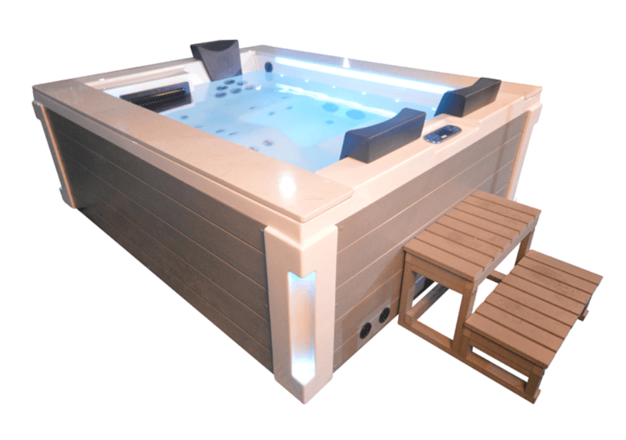 Whirlpool Outdoor Hot Tub Spa Pool HARVI weiß-hellgrau - bm raumkonzept