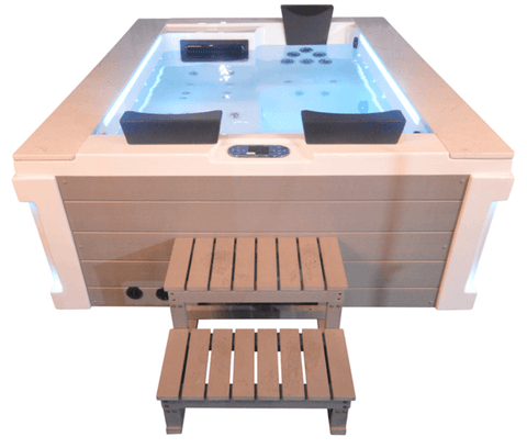 Whirlpool Outdoor Hot Tub Spa Pool HARVI weiß-hellgrau - bm raumkonzept