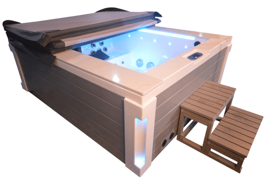 Whirlpool Outdoor Hot Tub Spa Pool HARVI weiß-hellgrau - bm raumkonzept