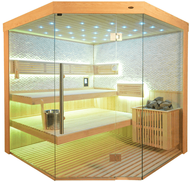 Sauna TS 4063 Bio-Kombiofen, weißer Marmor, 180x180cm - bm raumkonzept