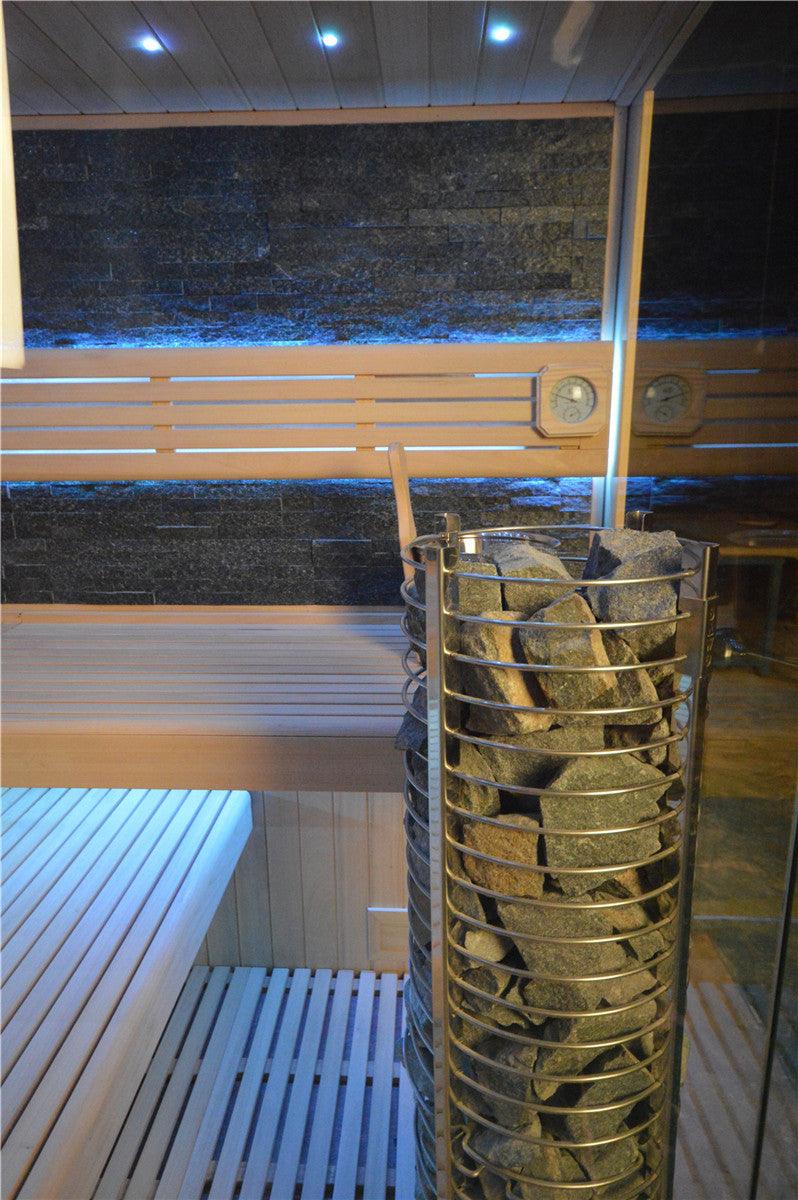 Sauna TS 4064 Steintowerofen, schwarzer Marmor, 200x200cm - bm raumkonzept