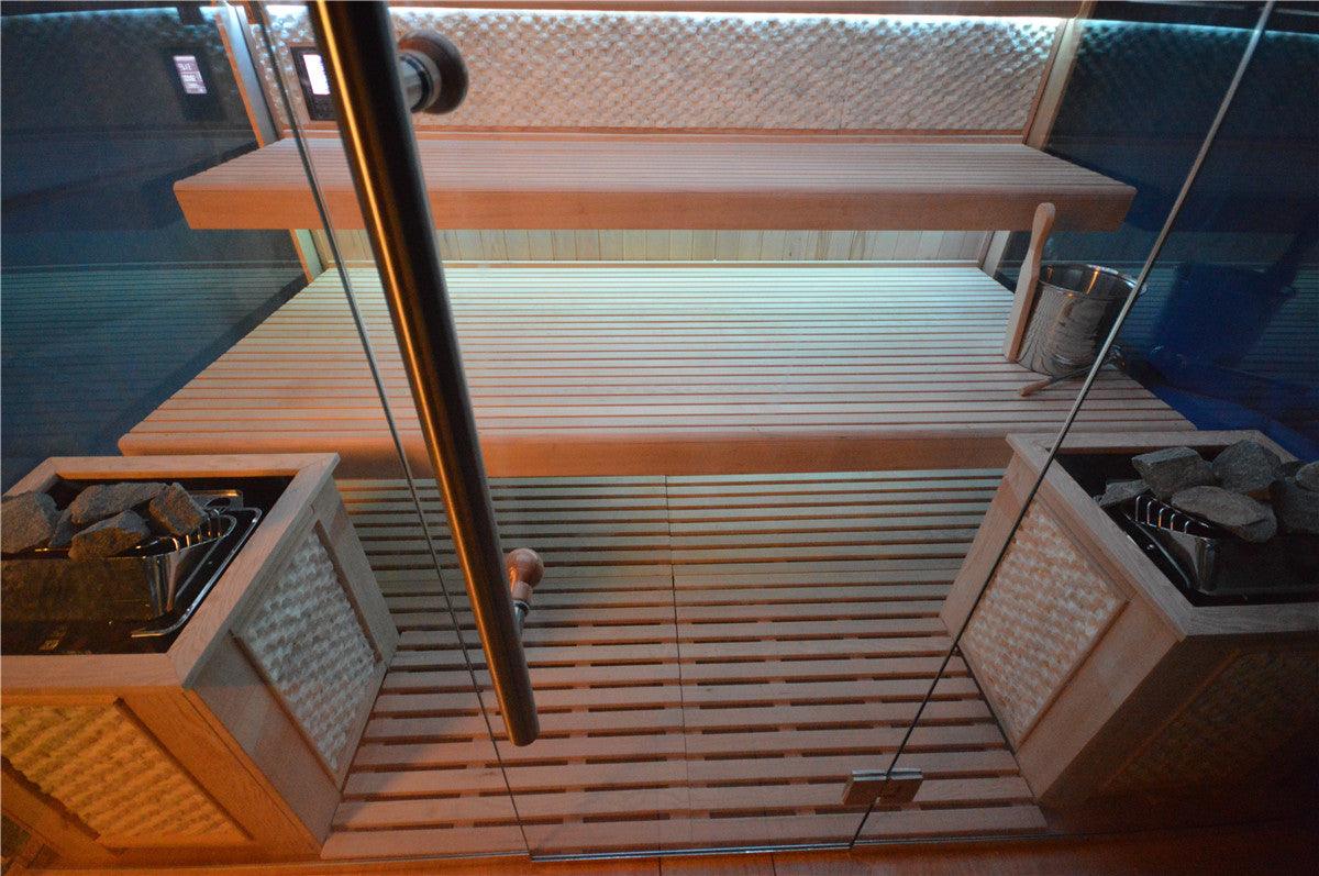 Sauna TS 4071 Bio-Kombiofen, weißer Marmor, 250x180cm - bm raumkonzept