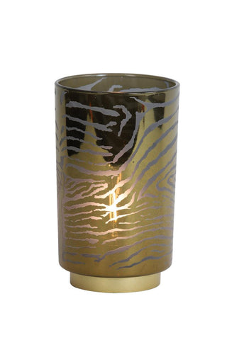 Light & Living Tischlampe LED Lampe Zebra Glas grau/gold - bm raumkonzept